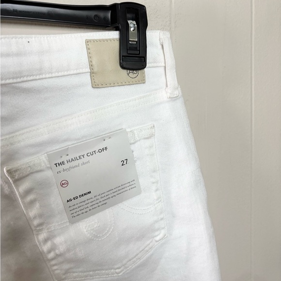 AG Adriano Goldschmied white Hailey cut off ex boyfriend shorts size 27 new - Picture 9 of 10